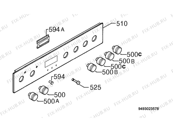 Взрыв-схема плиты (духовки) Zanussi ZOU682W - Схема узла Command panel 037